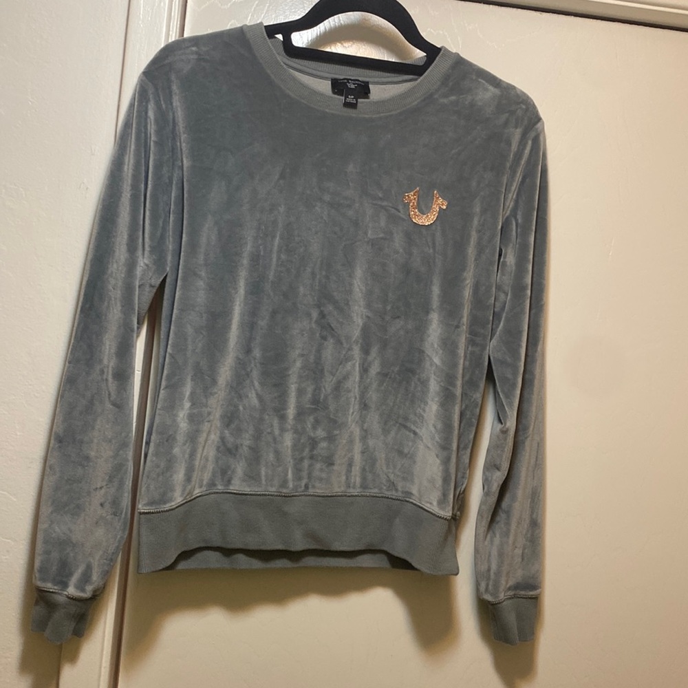 True Religion Womens Velvet Graphic Pullover Sweater ⭐️ - Picture 2 of 8